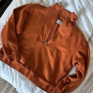 Everlane Orange Half-Zip Sweatshirt